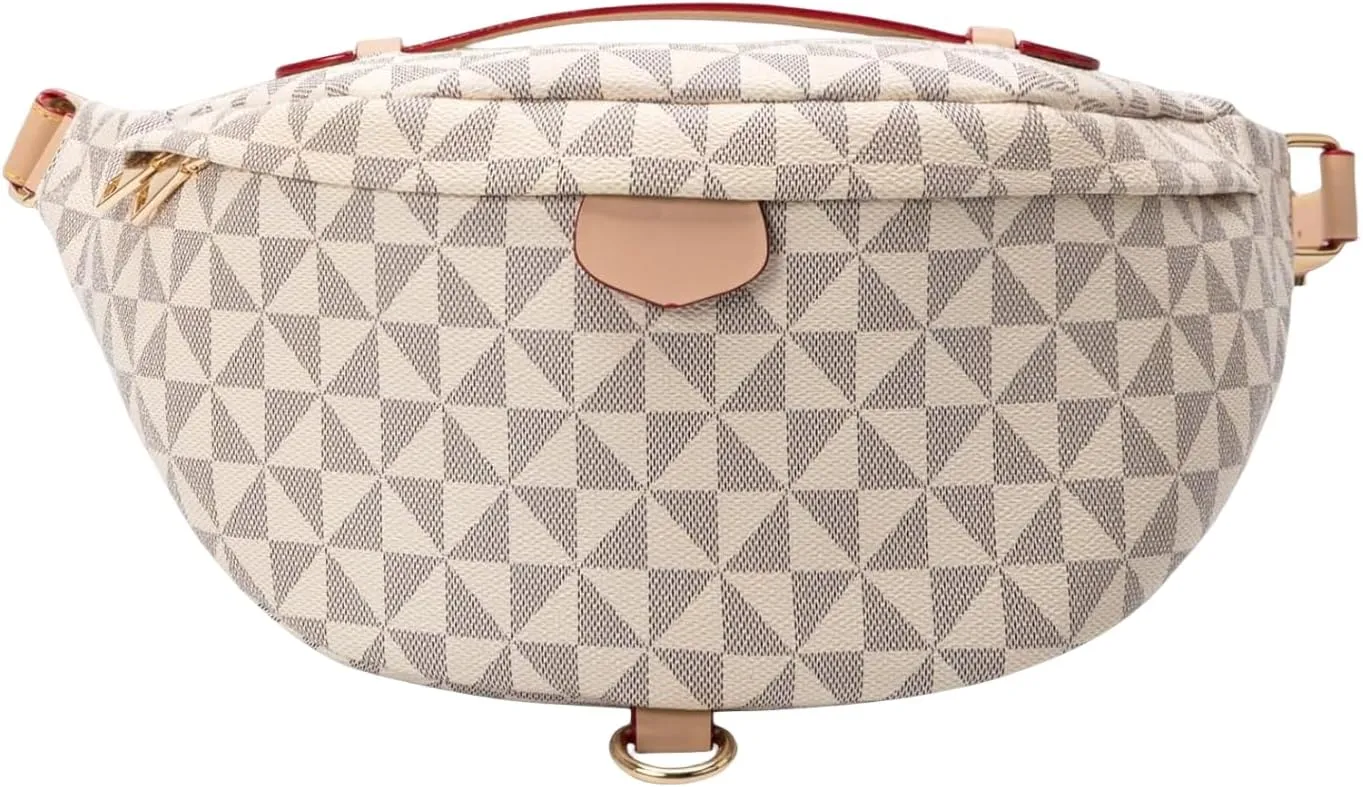 Xehuro Belt Bag for Women Fanny Pack Chest Bag Daypack Bum Bag Checkered Bag Multi Color (Beige-1)