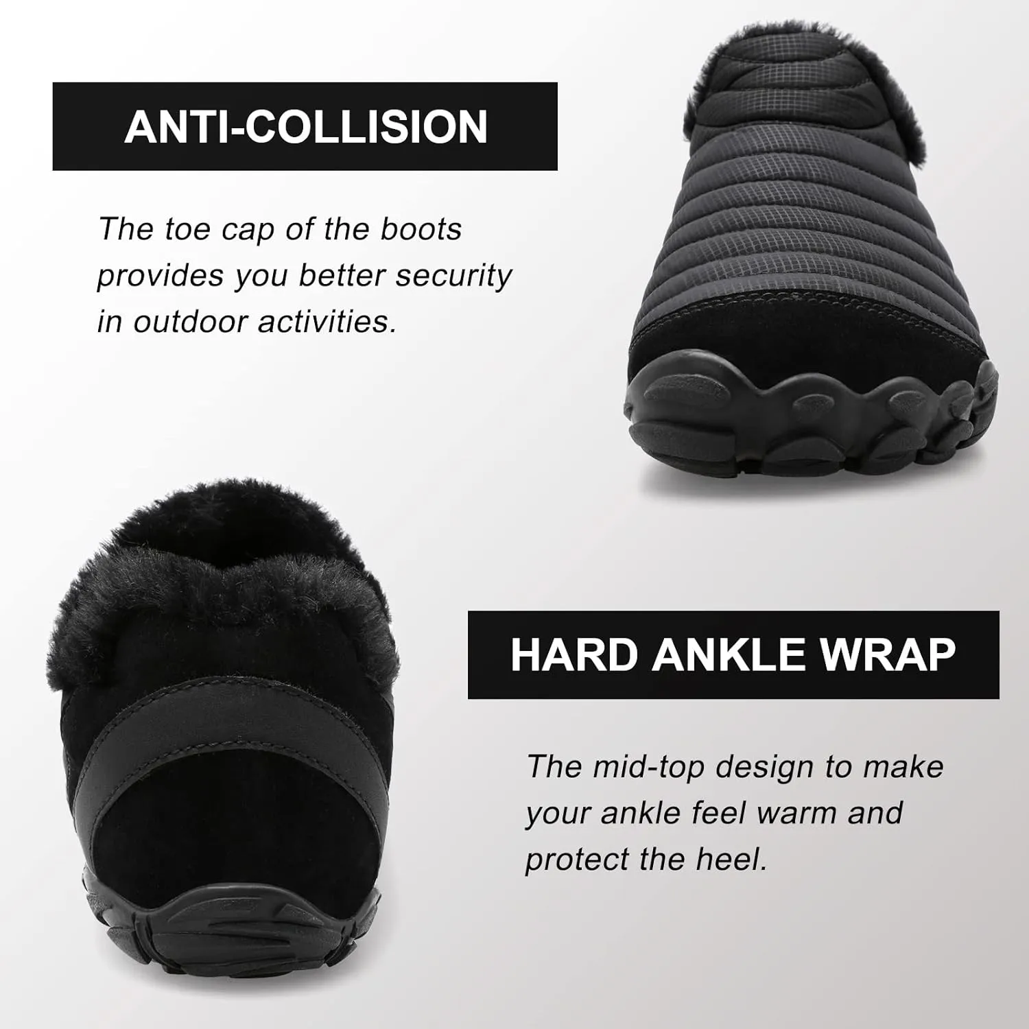 XIHALOOK Womens Mens Slip on House Shoes Faux Fur Memory Foam Slippers with Anti-Skid Rubber Sole for Indoor Outdoor