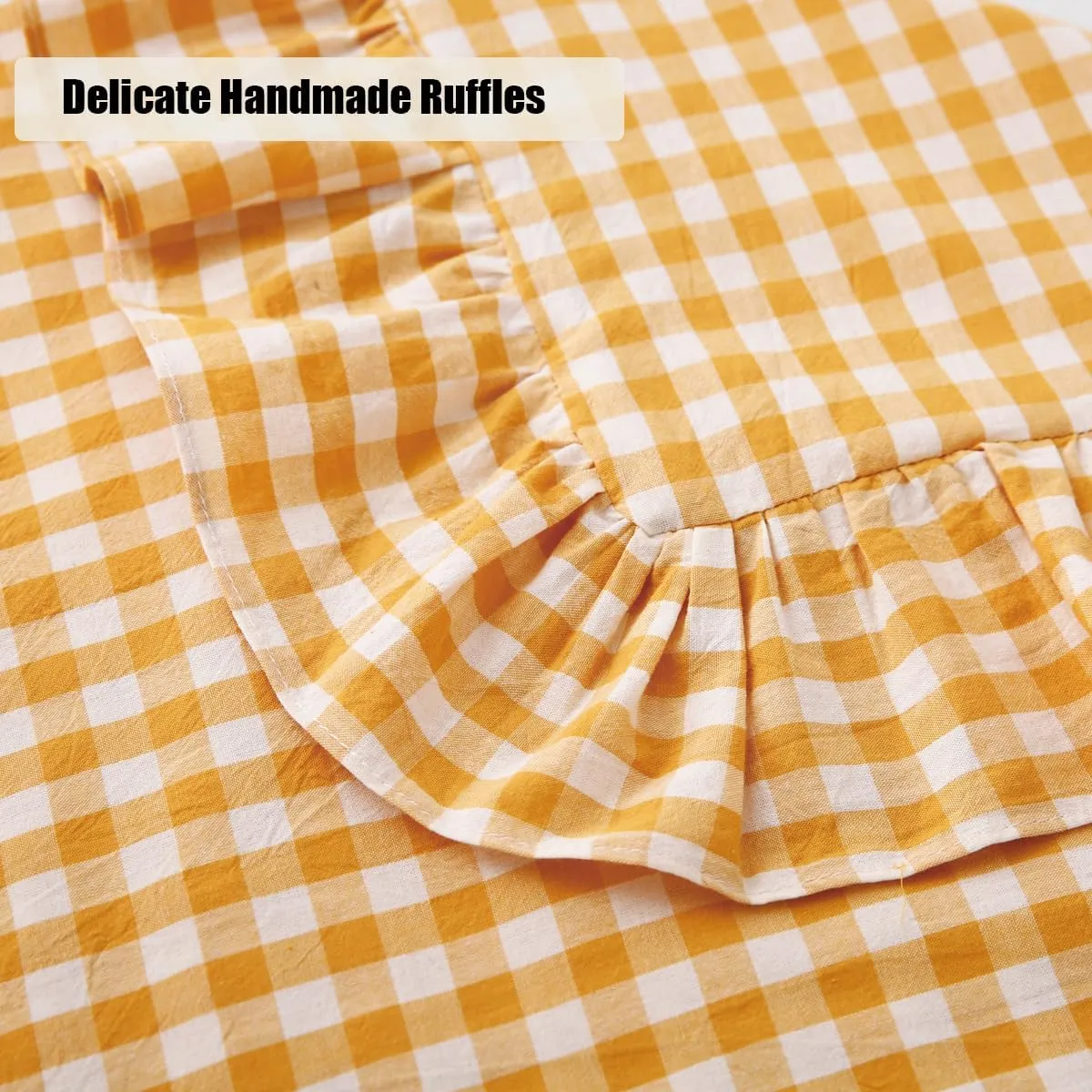 Yellow/White Plaid Ruffle Pillow Shams King Size Set of 2, Checkered Washed Cotton Mustard Gingham Pillow Covers Vintage Pillowcases 20"x36"