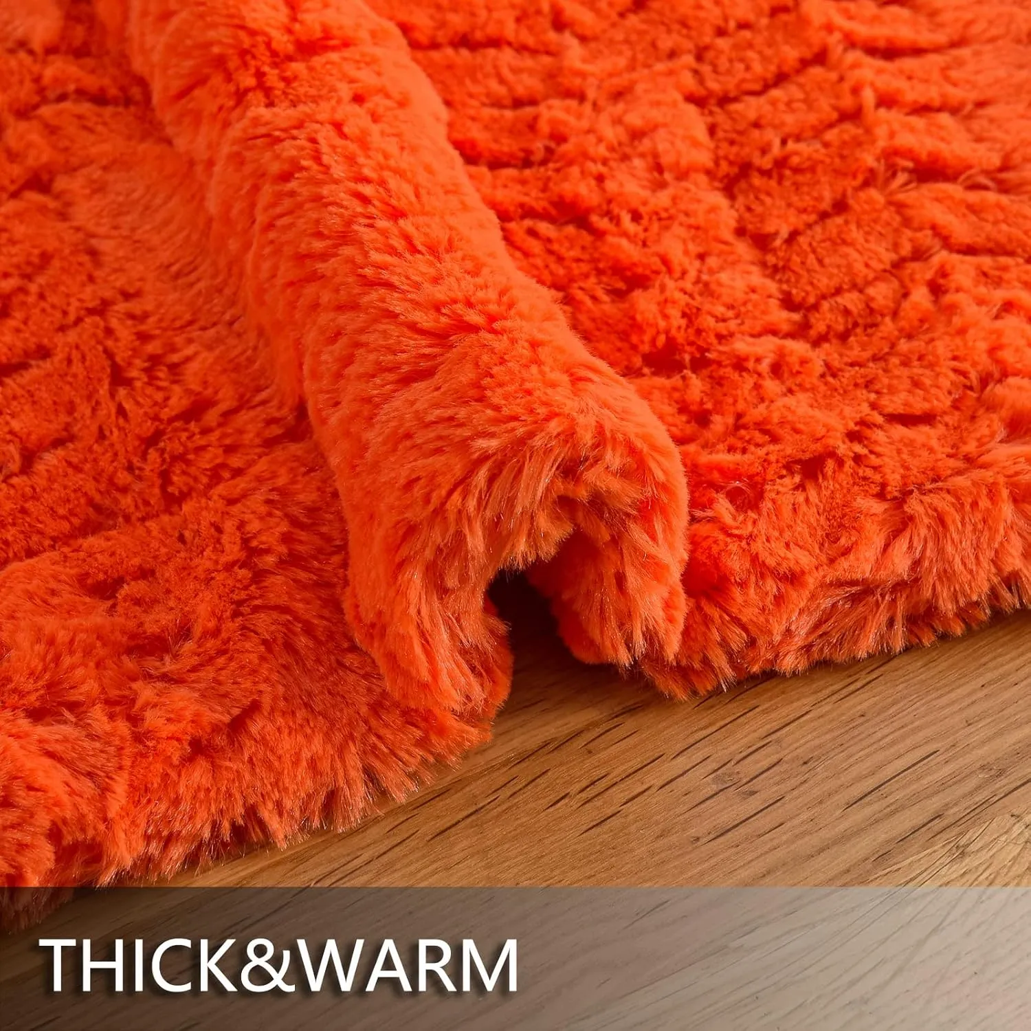 YUSOKI Luxury Faux Fur Throw Blanket(Without Pillows) 2 Layers,3lb,All Ages,Home Decoration, (Burnt Orange,50" x 63")