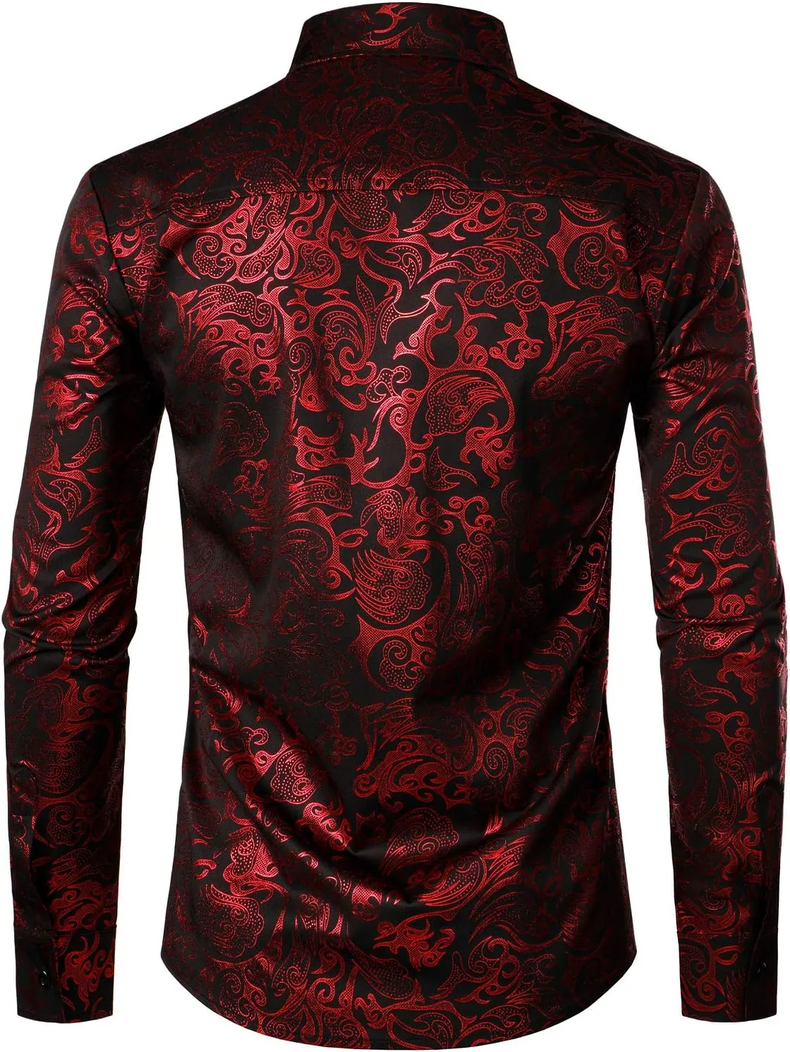 ZEROYAA Men's Luxury Gold Prom Design Slim Fit Long Sleeve Button up Party Dress Shirts