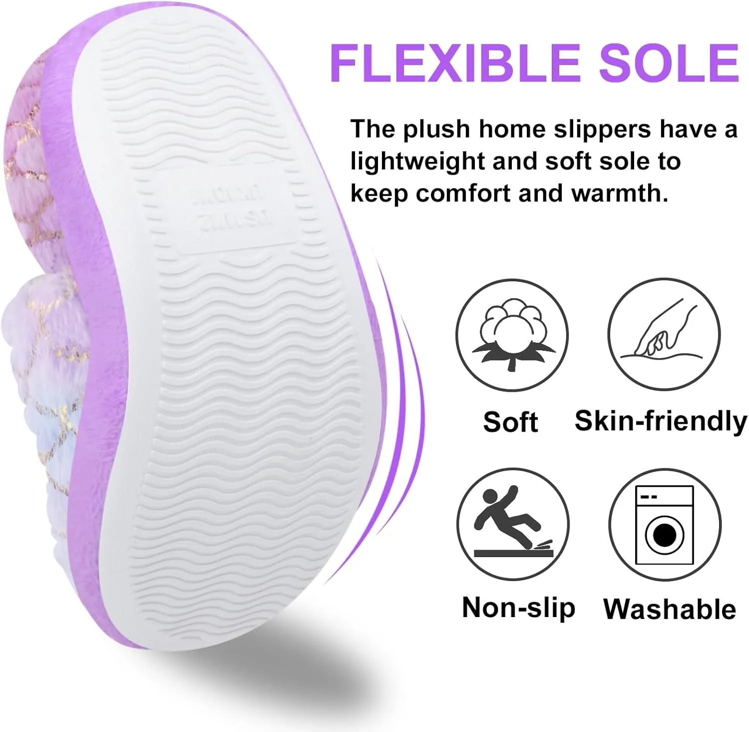 ZGDG Girls Slippers Plush House Slippers Faux Fur No-Slip Shoes Memory Foam Princess House Shoes for Bedroom Indoor Outdoor(Toddler/Little/Big Kid)