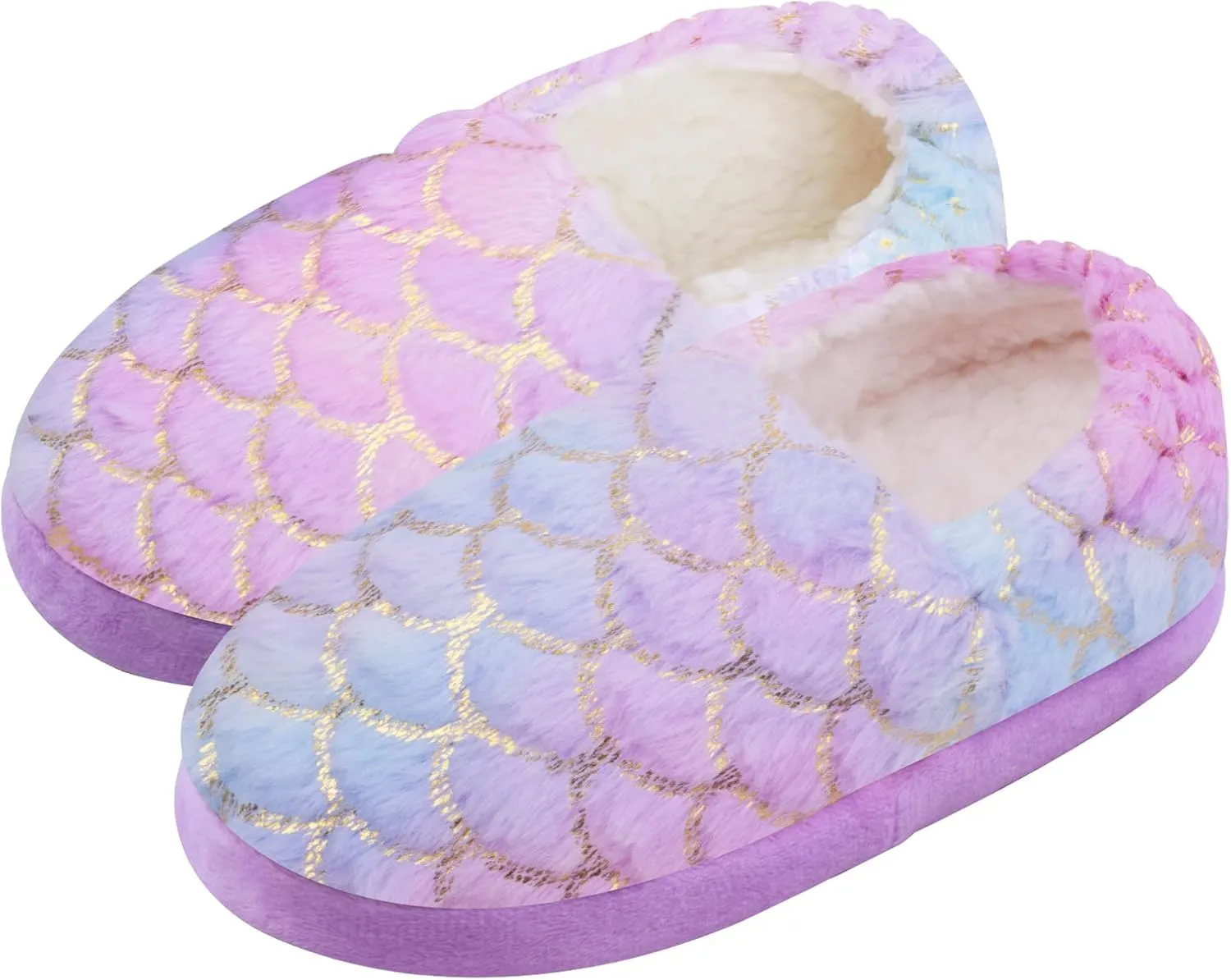 ZGDG Girls Slippers Plush House Slippers Faux Fur No-Slip Shoes Memory Foam Princess House Shoes for Bedroom Indoor Outdoor(Toddler/Little/Big Kid)