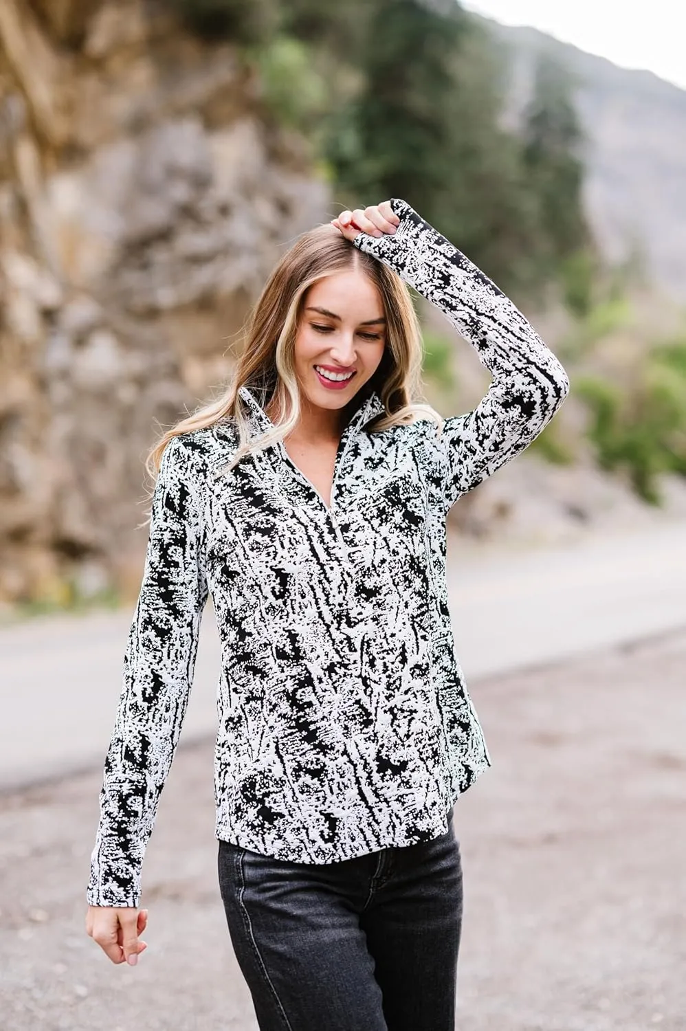 Zip Up Pullover with Thumb Holes